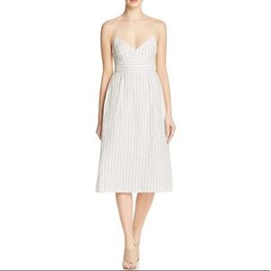 Theory Melaena B white striped linen dress sz 10